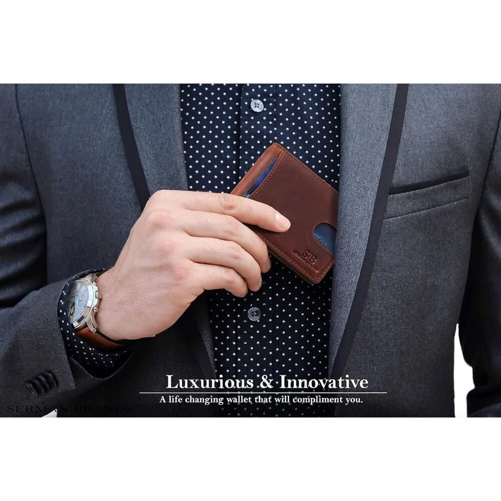 Men's Canyon Red 1.0 Vegan Leather Front 2 Pocket Wallet Card Designed